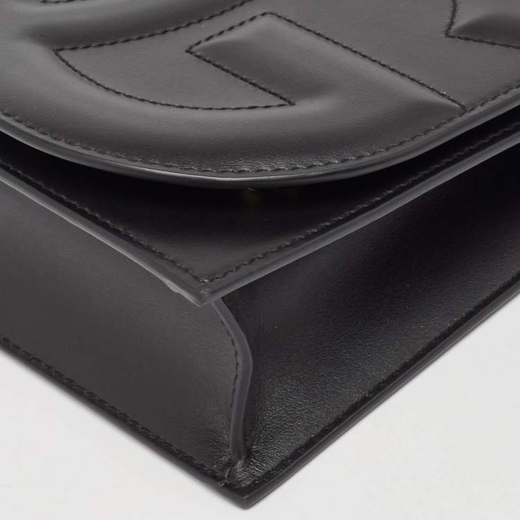 Pre Owned Dolce & Gabbana Black Leather DG Logo Crossbody Bag