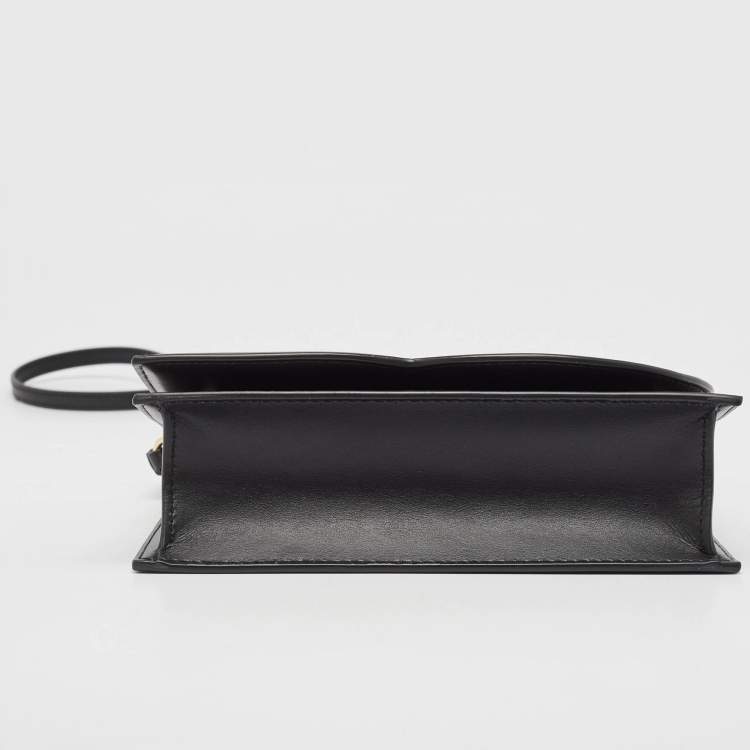 Pre Owned Dolce & Gabbana Black Leather DG Logo Crossbody Bag