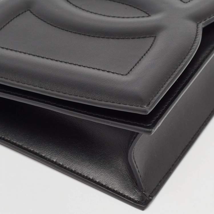 Pre Owned Dolce & Gabbana Black Leather DG Logo Crossbody Bag