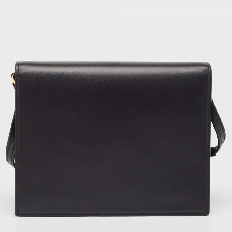 Pre Owned Dolce & Gabbana Black Leather DG Logo Crossbody Bag