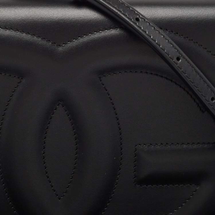 Pre Owned Dolce & Gabbana Black Leather DG Logo Crossbody Bag