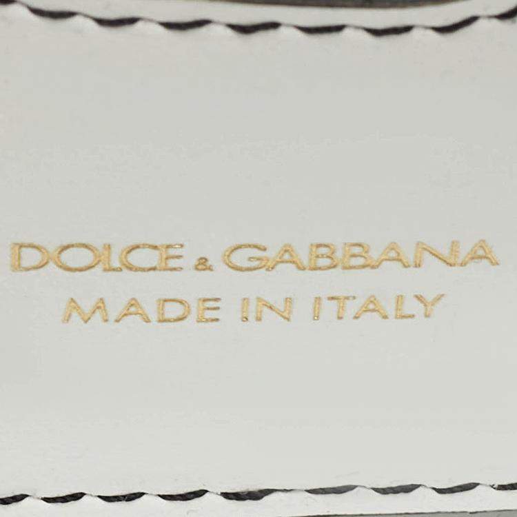 Pre Owned Dolce & Gabbana White/Black Printed Leather Crossbody Bag