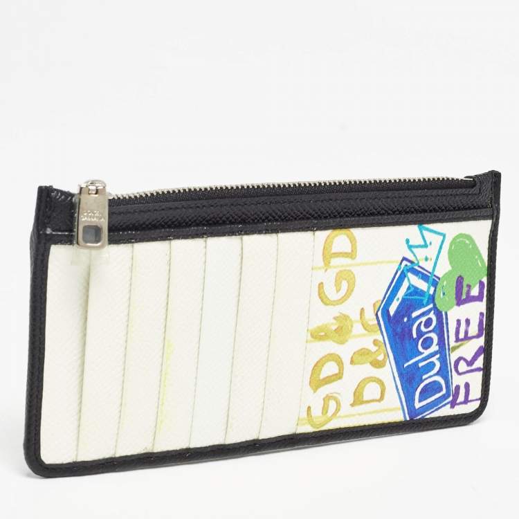 Pre Owned Dolce & Gabbana Multicolor Printed Leather Zip Card Holder