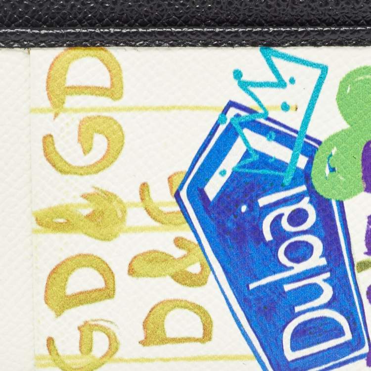 Pre Owned Dolce & Gabbana Multicolor Printed Leather Zip Card Holder