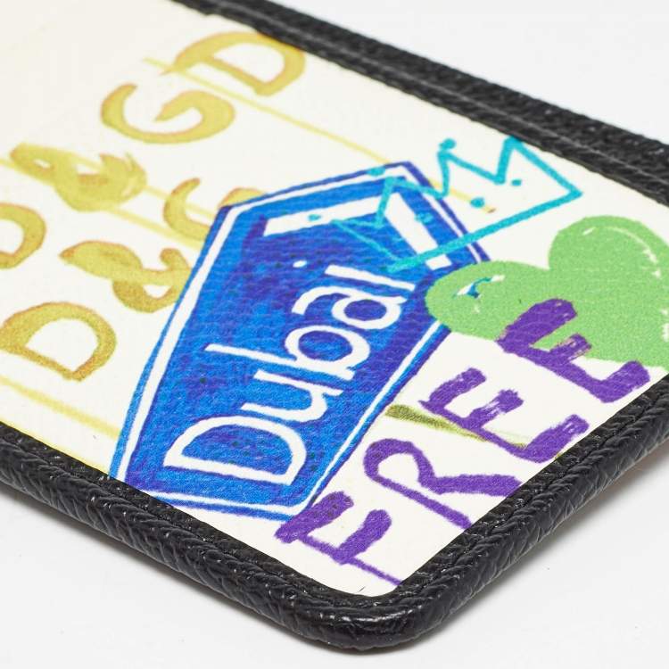 Pre Owned Dolce & Gabbana Multicolor Printed Leather Zip Card Holder