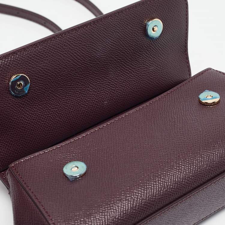 مملوكة مسبقًا Dolce & Gabbana Burgundy Leather Small Miss Sicily Top Handle Bag