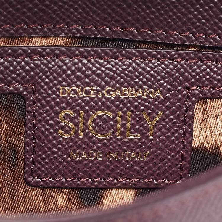 مملوكة مسبقًا Dolce & Gabbana Burgundy Leather Small Miss Sicily Top Handle Bag