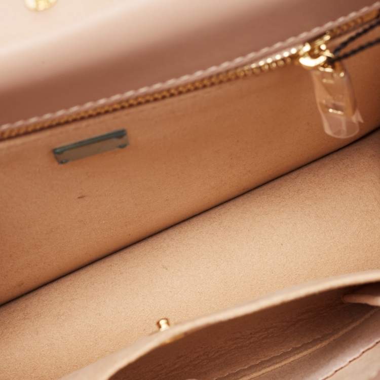 Pre Owned Dolce & Gabbana Beige Leather DG Logo Crossbody Bag