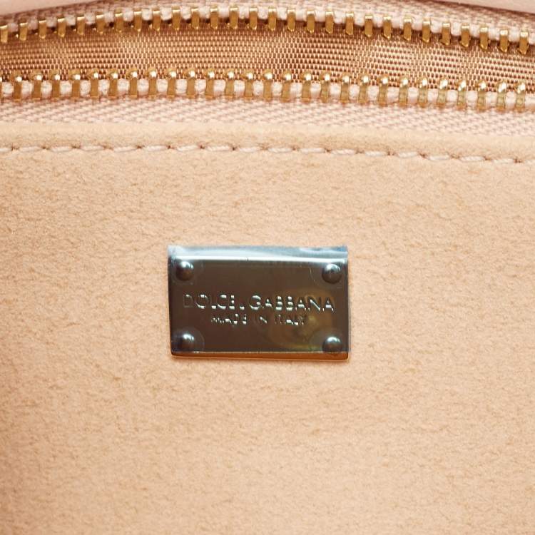 Pre Owned Dolce & Gabbana Beige Leather DG Logo Crossbody Bag