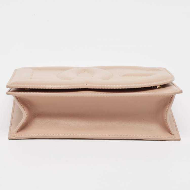 Pre Owned Dolce & Gabbana Beige Leather DG Logo Crossbody Bag