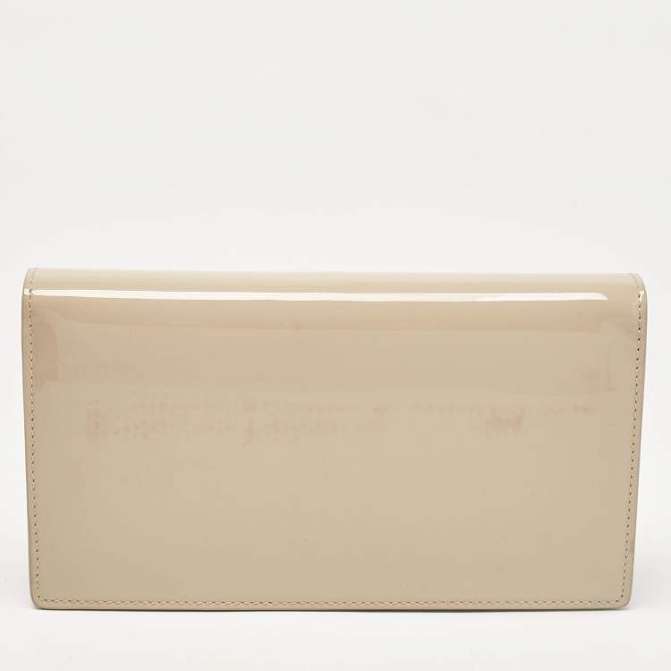 Pre Owned Dolce & Gabbana Beige Patent Leather DG Logo Embossed Clutch Bag