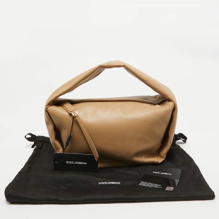 Pre Owned Dolce & Gabbana Beige Leather Shoulder Bag