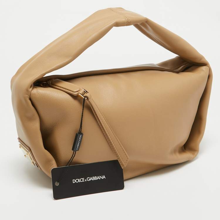 Pre Owned Dolce & Gabbana Beige Leather Shoulder Bag