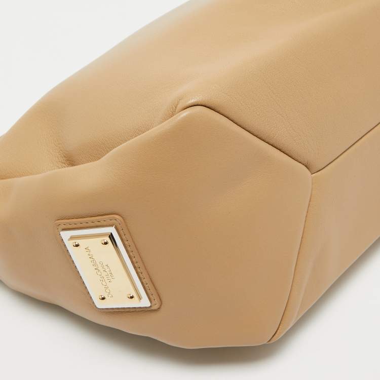 Pre Owned Dolce & Gabbana Beige Leather Shoulder Bag