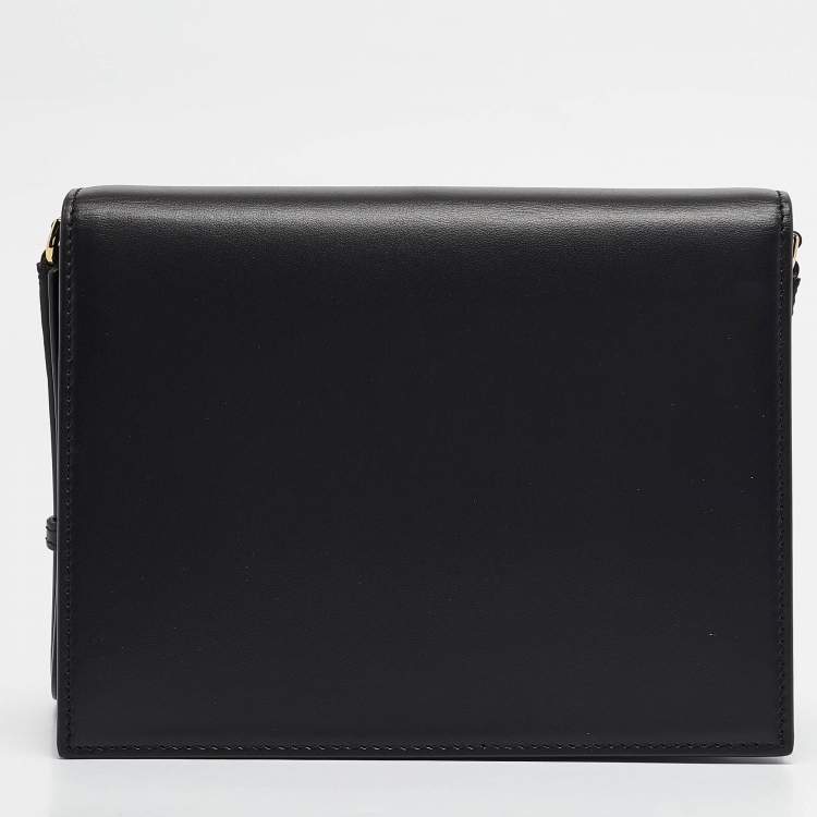 Pre Owned Dolce & Gabbana Black Leather DG Logo Crossbody Bag