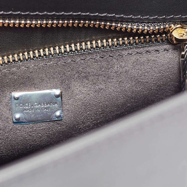 Pre Owned Dolce & Gabbana Black Leather DG Logo Crossbody Bag