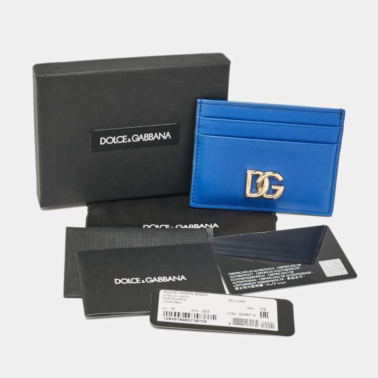 Pre Owned Dolce & Gabbana Blue Leather Card Case