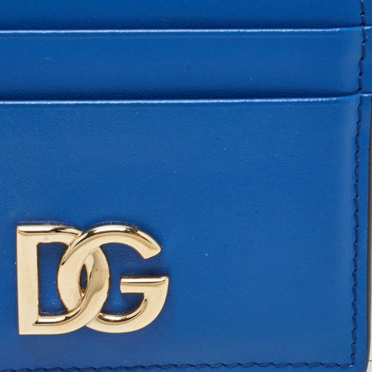 Pre Owned Dolce & Gabbana Blue Leather Card Case