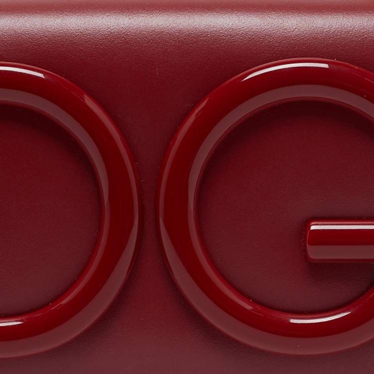 Pre Owned Dolce & Gabbana Red Leather Mini DG Girl Wallet On Chain