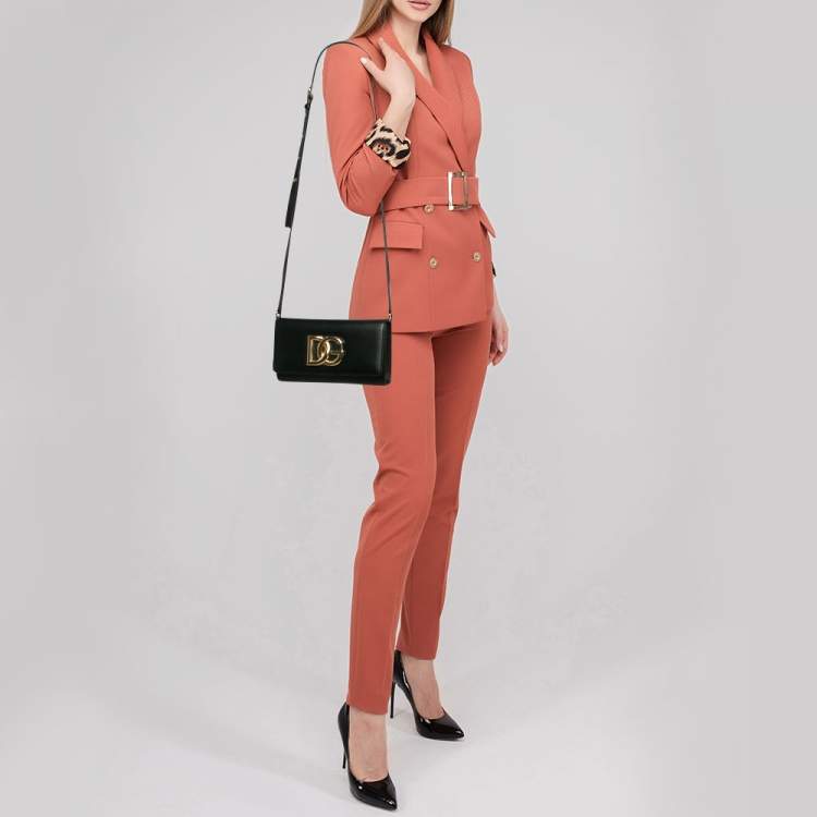 Pre Owned Dolce & Gabbana Black Leather DG Millennials Crossbody Bag