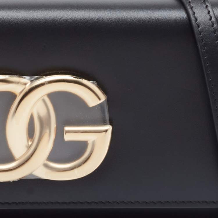 Pre Owned Dolce & Gabbana Black Leather DG Millennials Crossbody Bag