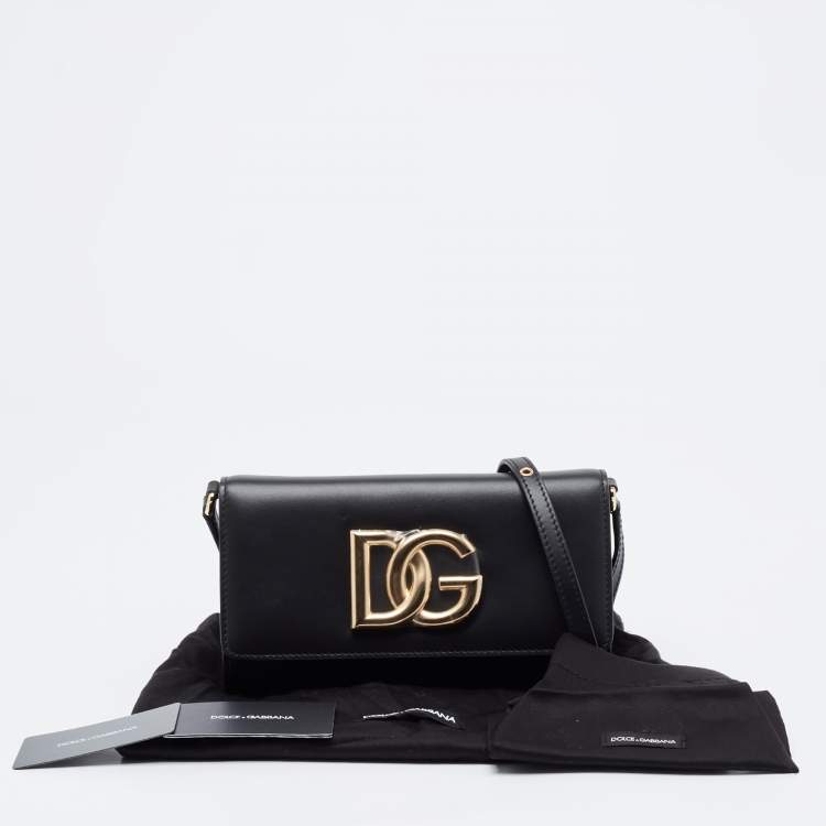 Pre Owned Dolce & Gabbana Black Leather DG Millennials Crossbody Bag