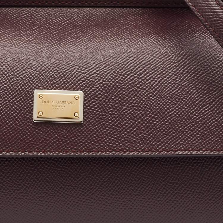 Pre Owned Dolce & Gabbana Burgundy Leather Medium Sicily Top Handle Bag