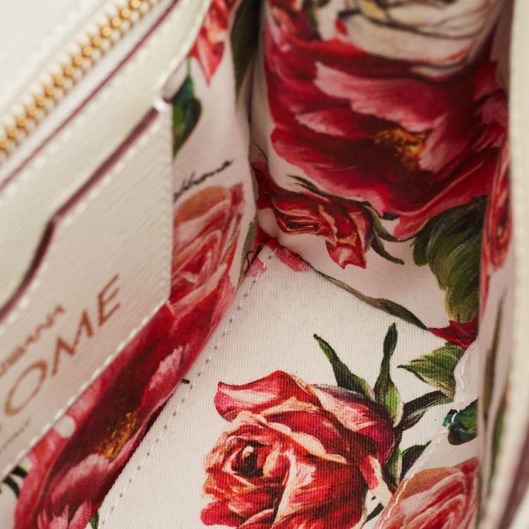 Pre Owned Dolce & Gabbana Pink Leather Floral Print Welcome Top Handle Bag