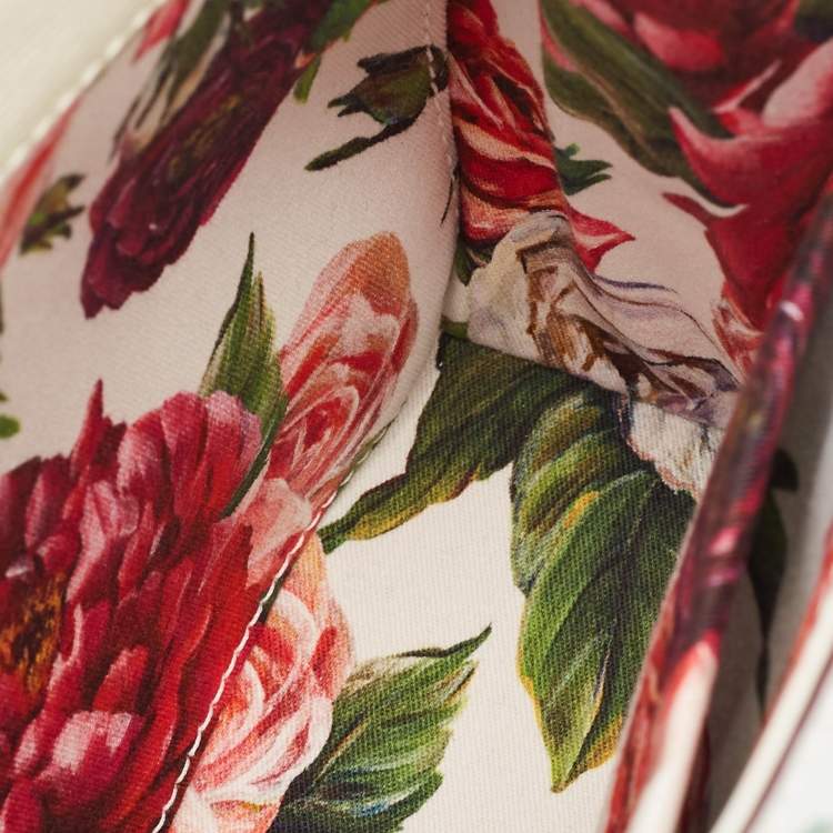 Pre Owned Dolce & Gabbana Pink Leather Floral Print Welcome Top Handle Bag