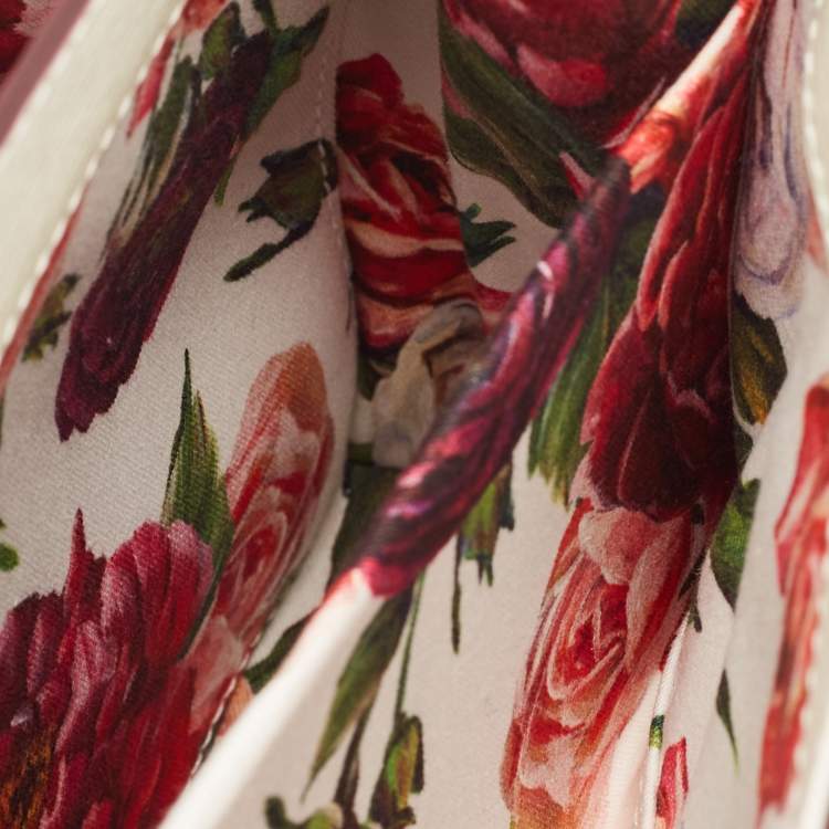 Pre Owned Dolce & Gabbana Pink Leather Floral Print Welcome Top Handle Bag