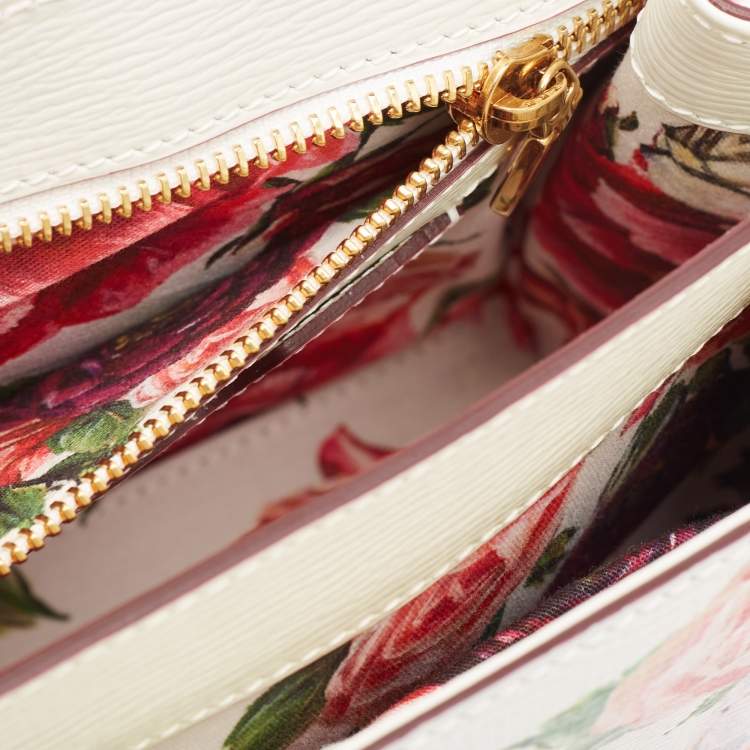 Pre Owned Dolce & Gabbana Pink Leather Floral Print Welcome Top Handle Bag
