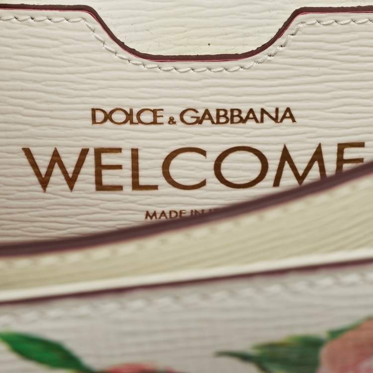 Pre Owned Dolce & Gabbana Pink Leather Floral Print Welcome Top Handle Bag