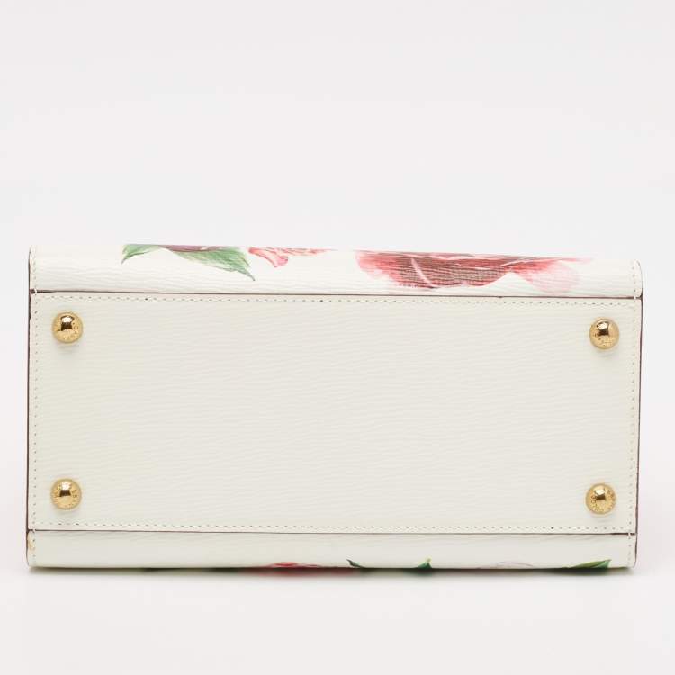 Pre Owned Dolce & Gabbana Pink Leather Floral Print Welcome Top Handle Bag