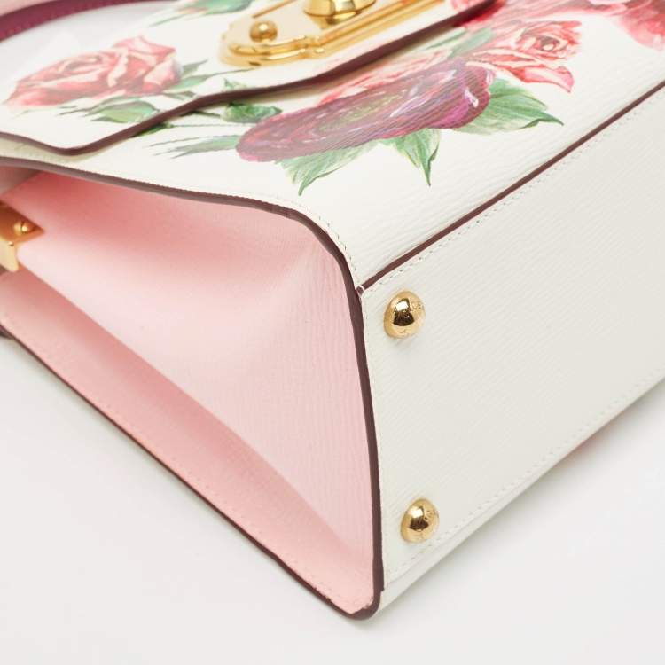 Pre Owned Dolce & Gabbana Pink Leather Floral Print Welcome Top Handle Bag