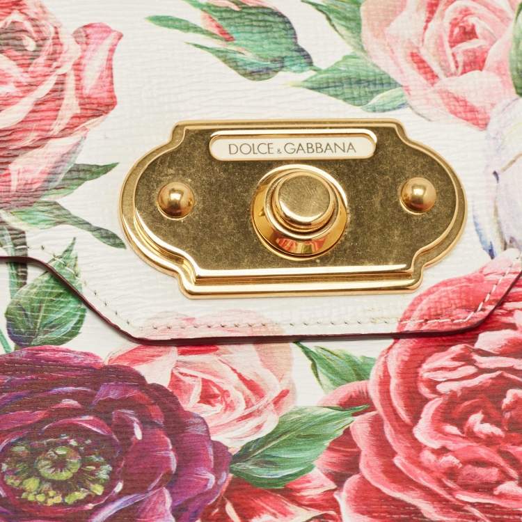 Pre Owned Dolce & Gabbana Pink Leather Floral Print Welcome Top Handle Bag