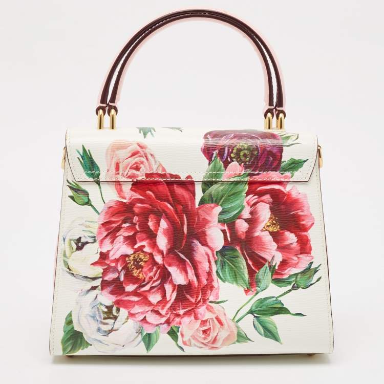 Pre Owned Dolce & Gabbana Pink Leather Floral Print Welcome Top Handle Bag