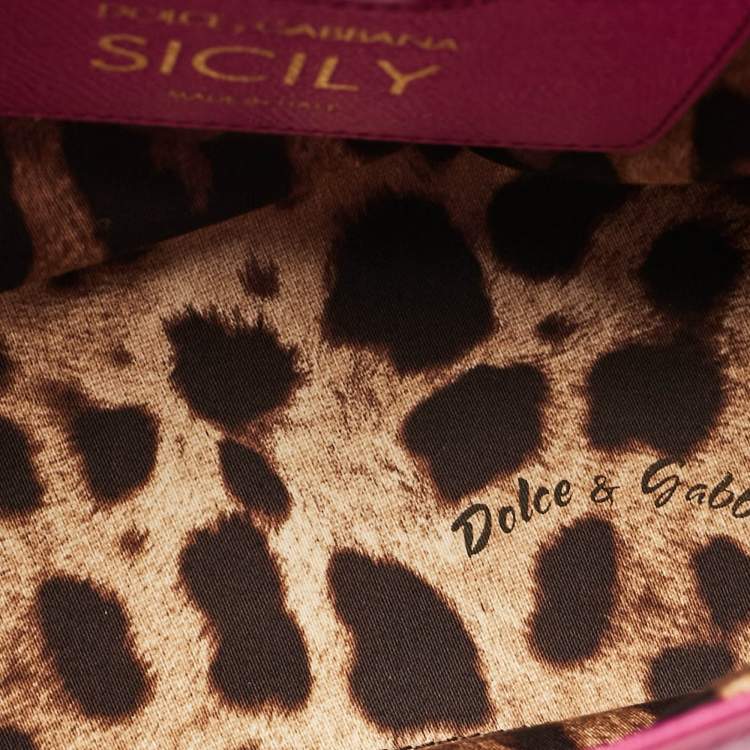 Pre Owned Dolce & Gabbana Pink Leather Medium Oops Patch Miss Sicily Top Handle Bag