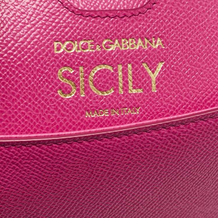 Pre Owned Dolce & Gabbana Pink Leather Medium Oops Patch Miss Sicily Top Handle Bag