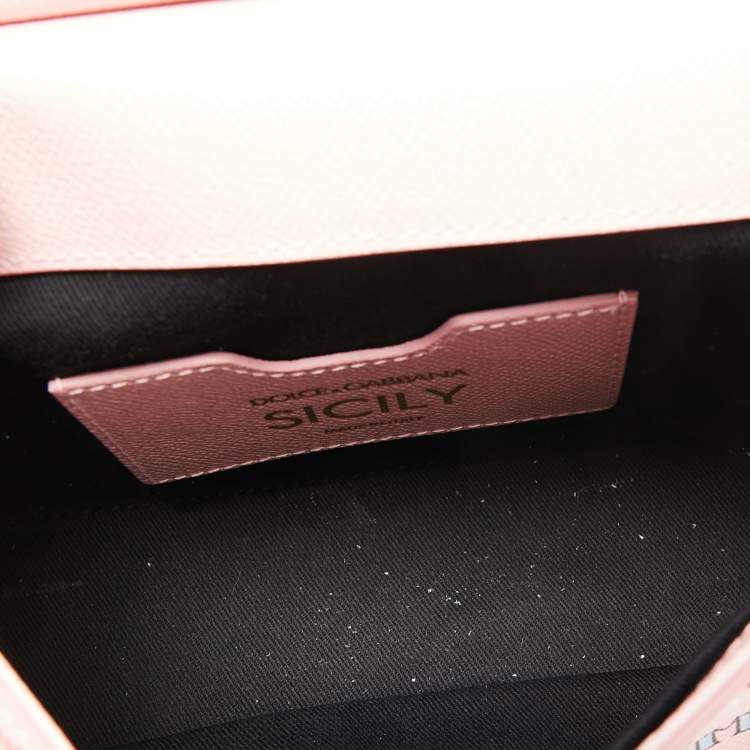 Pre Owned Dolce & Gabbana Pink Leather Small Graffiti Miss Sicily Top Handle Bag