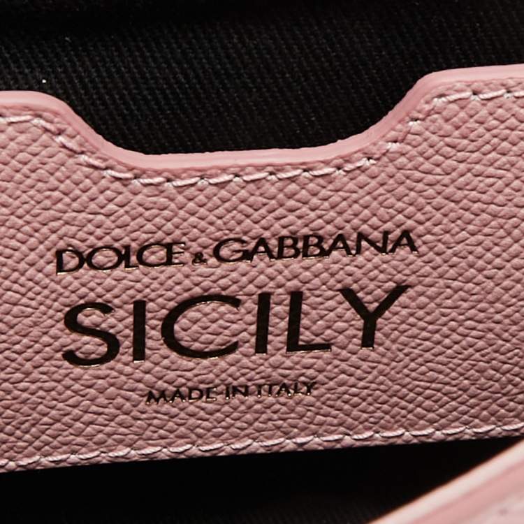 Pre Owned Dolce & Gabbana Pink Leather Small Graffiti Miss Sicily Top Handle Bag