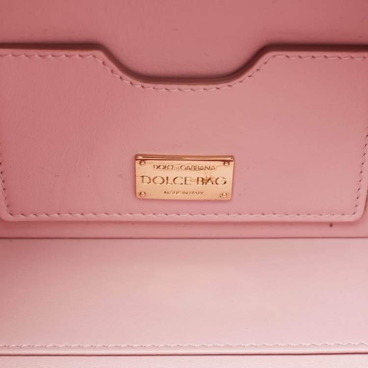 Pre Owned Dolce & Gabbana Pink Satin and Leather Crystals Embellished Dolce Box Bag 