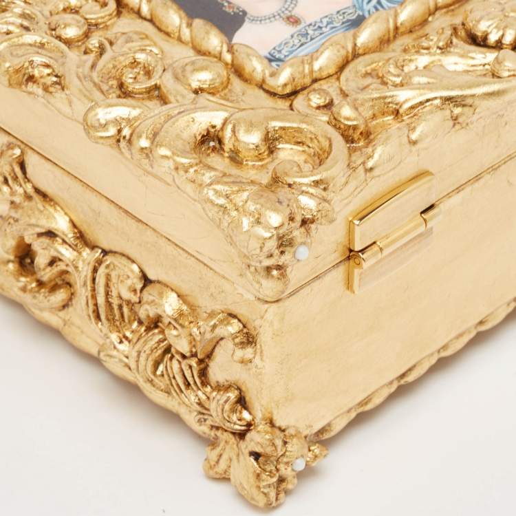 Pre Owned Dolce & Gabbana Gold Acrylic and Leather Regine Dolce Box Top Handle Bag