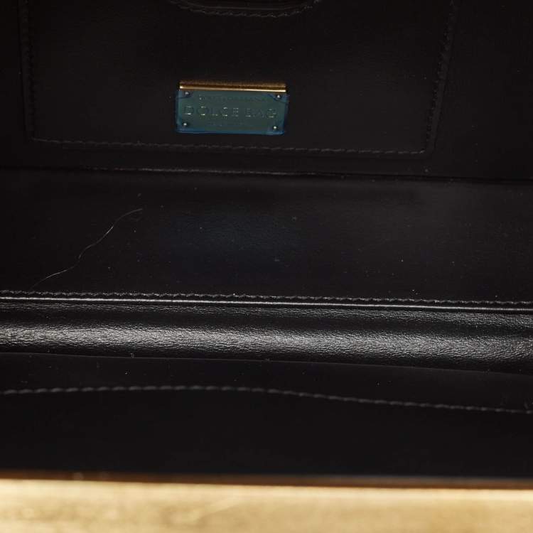 Pre Owned Dolce & Gabbana Gold Acrylic and Leather Regine Dolce Box Top Handle Bag