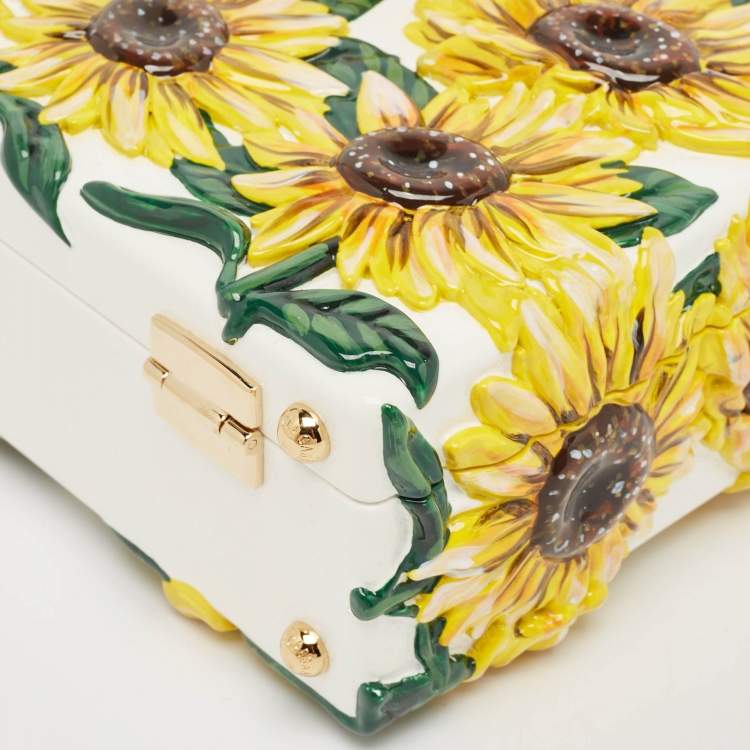 Pre Owned Dolce & Gabbana Yellow/Brown Acrylic and Python Trim Sunflower Dolce Box Bag