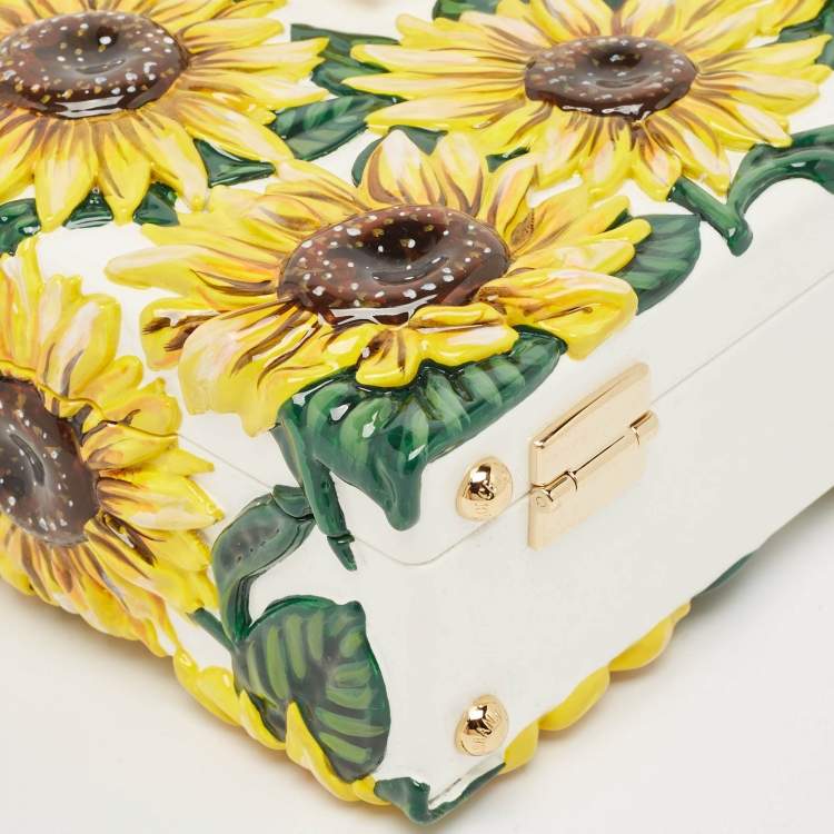 Pre Owned Dolce & Gabbana Yellow/Brown Acrylic and Python Trim Sunflower Dolce Box Bag