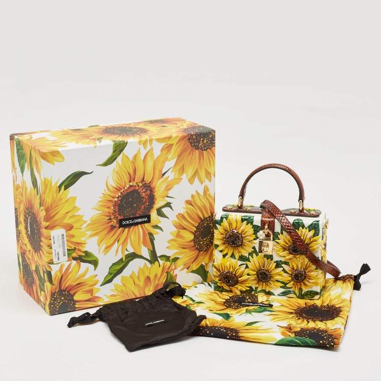 Pre Owned Dolce & Gabbana Yellow/Brown Acrylic and Python Trim Sunflower Dolce Box Bag