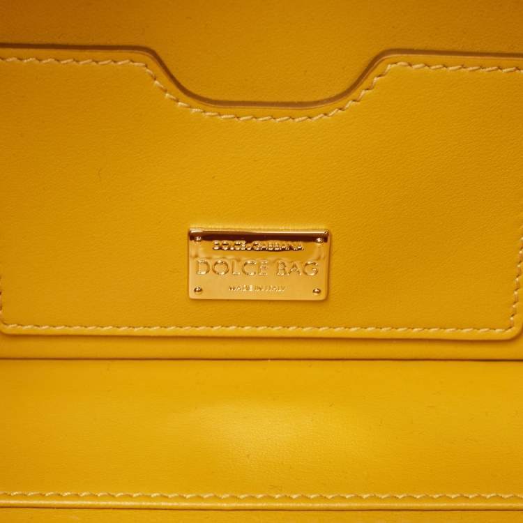 Pre Owned Dolce & Gabbana Yellow/Brown Acrylic and Python Trim Sunflower Dolce Box Bag
