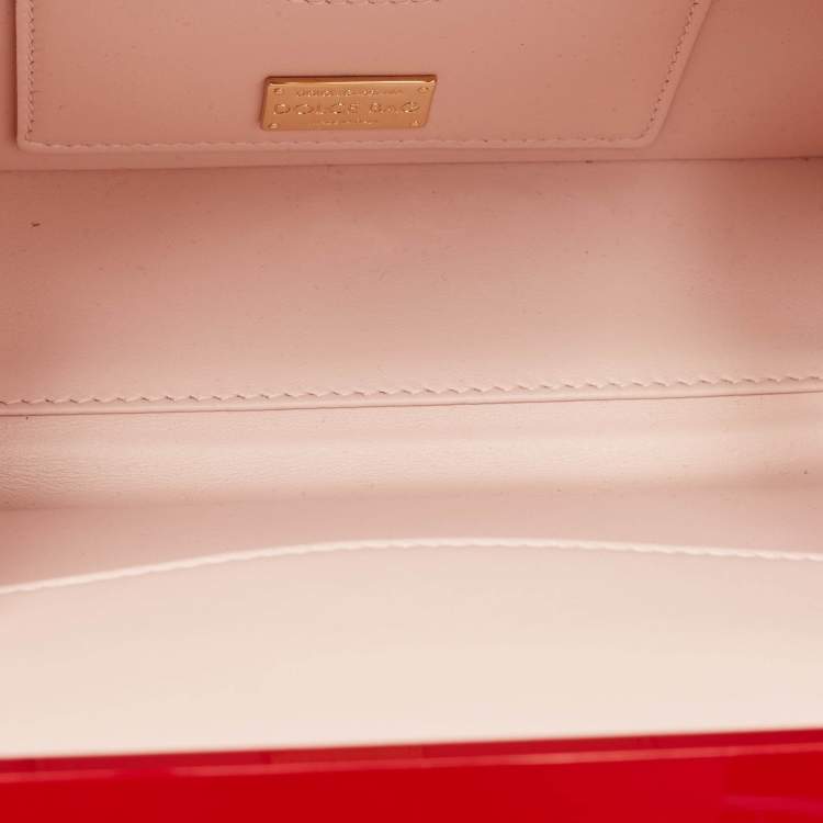 Pre Owned Dolce & Gabbana Red/Gold Acrylic and Patent Leather Dessert Embellished Dolce Box Bag