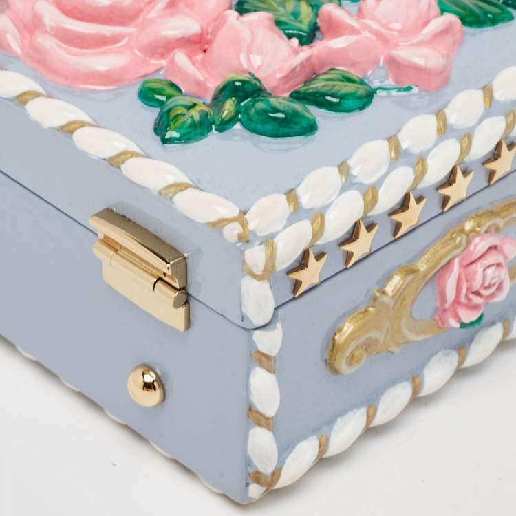Pre Owned Dolce & Gabbana Multicolor Leather and Snakeskin Floral Dolce Box Top Handle Bag 