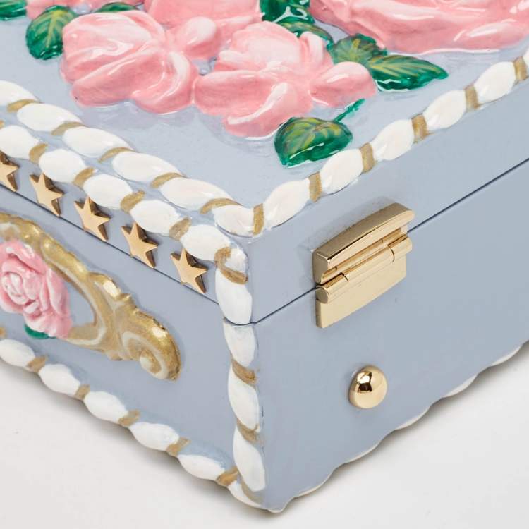 Pre Owned Dolce & Gabbana Multicolor Leather and Snakeskin Floral Dolce Box Top Handle Bag 